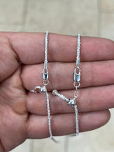 Adjustable 925 Sterling Silver Sparkle Glitter Margarita Twisted Rock Chain 2.00mm 2.50mm Necklace, Diamond Cut